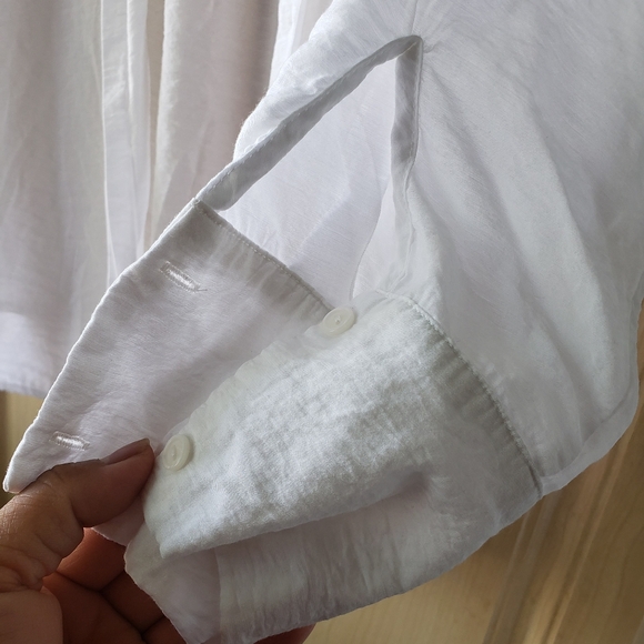 Dynamic white Rayon blend white button down shirt large - Picture 4 of 8